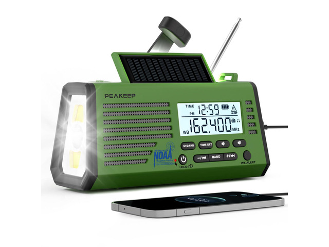 Emergency Radio NOAA Weather Alert Battery Solar Crank Powered AM FM SW Portable Radio, Rechargeable Battery 18500mWh, SOS Flashlight Lamp for...