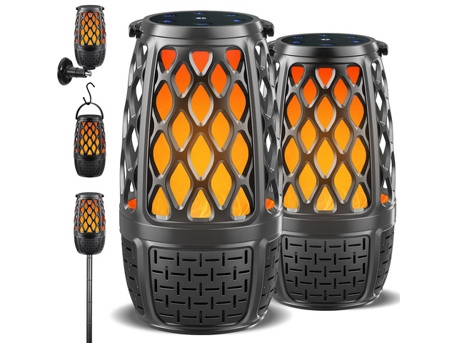 Upgraded Outdoor Bluetooth Speakers with Lights, IPX6 Waterproof Flame Atmosphere Outdoor Speaker, Auto-Pairing Multi-Sync up to 100 Speakers, Cool...