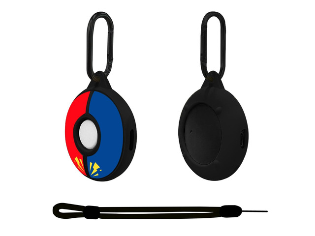 Silicone Protective Case for Poke GO Plus + (2023) with Keychain & Wrist Strap, Soft Skin Cover Shell - Black