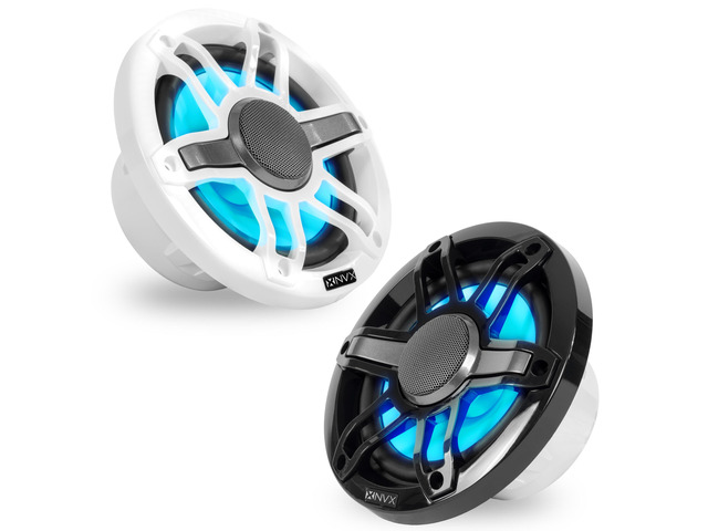 Premium 6.5 Coaxial Speakers (Pair) White and Black Grilles Included 2-Way Marine Speakers, 600W Max, 200W RMS, 1 Silk Dome Tweeters, with RGB...