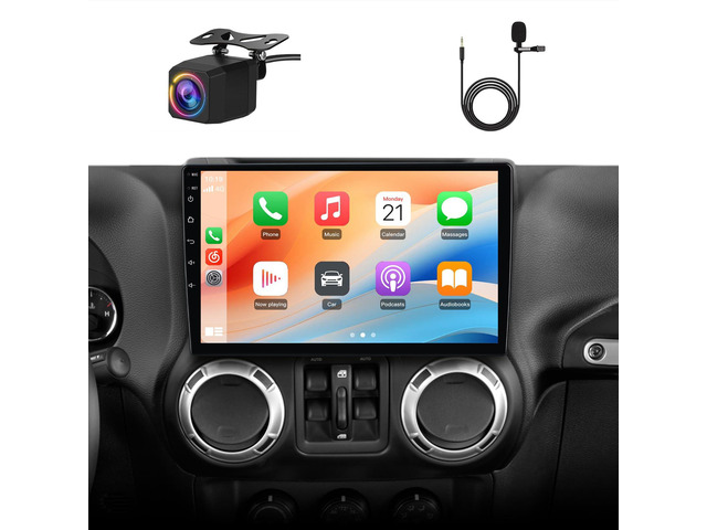 4Core 64GB Car Radio Stereo with Backup Camera Android Auto CarPlay for Jeep Wrangler JK 2007-2018 Dodge Ram 1500 2500 2009-2012