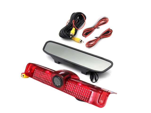 3rd Third Brake Light Backup Camera w/4' Rear View Mirror Monitor Kit for Chevrolet Chevy Express/GMC Savana 2500 3500 2003-2019 3rd Brake Light...