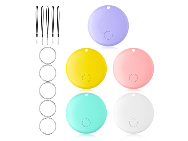 JTD Air Tracker Tags 5 Pack for Find My, 2026 Upgraded with IP68 Waterproof Item Finder with Left-Behind Alert, Small Size 5 Colors for Keys,...