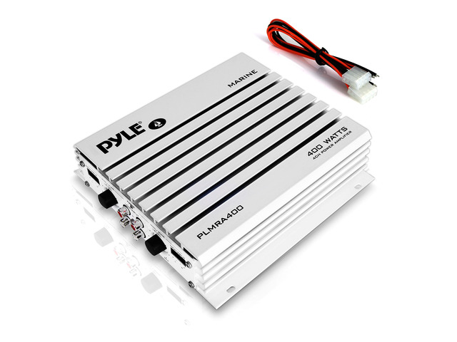 4-Channel Marine Amplifier - 400W Elite Hydra Series Water Resistant Amplifier with Dual MOSFET Power Supply, RCA Connectivity with Level Control,...