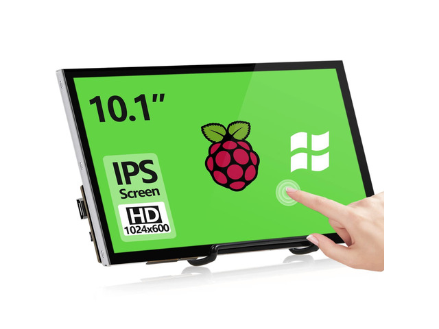Raspberry Pi Screen, 10.1 Inch Touchscreen Monitor 1024x600 Small HDMI Monitor w/Stand, IPS LCD Screen Display for Raspberry Pi 5/4/3/2/Zero/B/B+...