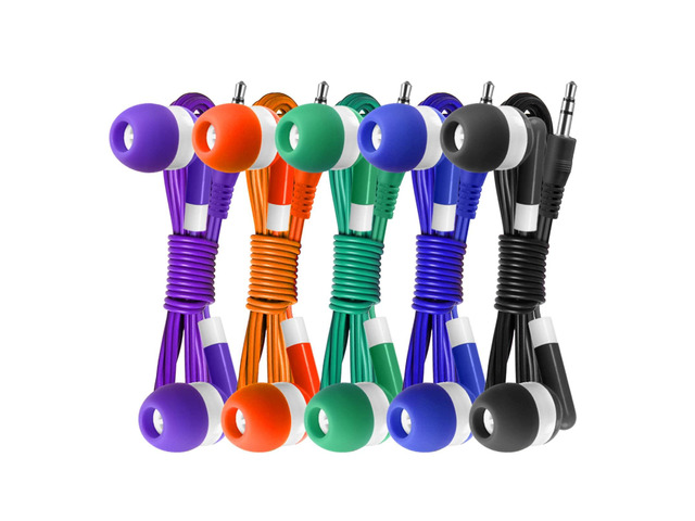 100 Pack Bulk Earbuds Headphones Assorted 5 Colors Individually Wrapped Disposable Earphones for Classroom, School, Library, Hospital, Students,...