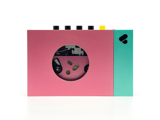 Portable Cassette Player - Cassette Tape Recorder with Bluetooth Connection Speaker or Headphones, 3.5mm Audio Cable - (Edith, Pink & Green)