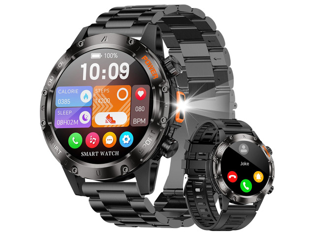 Smart Watches for Men Military Rugged Men Smartwatch Stainless Steel Body IP68 Waterproof, 30-Day Standby, Answer/Make Calls, 1.43' HD Screen,...