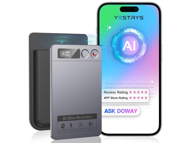 AI Voice Recorder, Note Voice Recorder - Transcribe & Summarize, AI Noise Cancellation Technology, Supports 152 Languages, 64GB APP Control Audio...