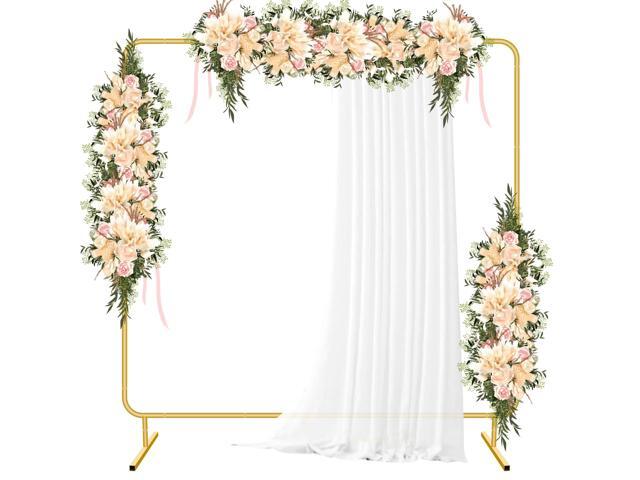 Metal Wedding Arch Backdrop Stand for Parties 6.6FT Gold Balloon Arch Square Frame Kit Pipe and Drape Stand Floral for Ceremony, Wedding, Baby...