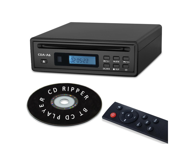 Portable Bluetooth CD Player for Home CD Ripper Hi-Fi Audio CD Player Desktop CD Players Optical and AUX OutputLossless Sound Quality (Black)