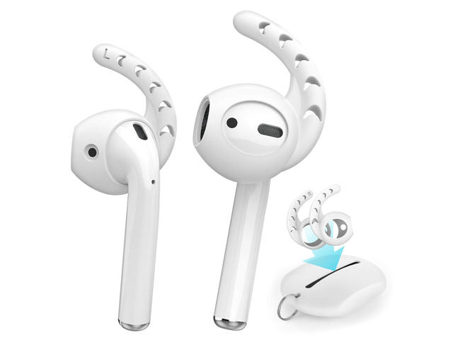 3 Pairs AirPods Ear Hooks Cover Silicone EarPods Tips Accessories Added Storage Pouch, Anti Slip, Secure Fit, Comfortable Silicone Ear Tips...