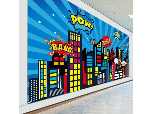 Large Super Theme Hero Party Backdrop Decoration 10x6ft One-piece Inspirational Decor for Classroom Back to School Wall Mural Hero Theme Backdrop...