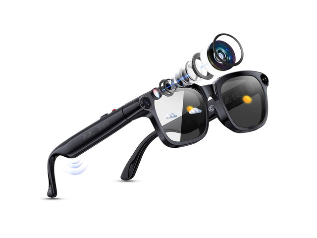 AI Smart Glasses with 13MP Camera, Bluetooth Audio, Voice Control and Real-Time Translation, Open-Ear Smart Eyewear for Travel, Work and Daily Use