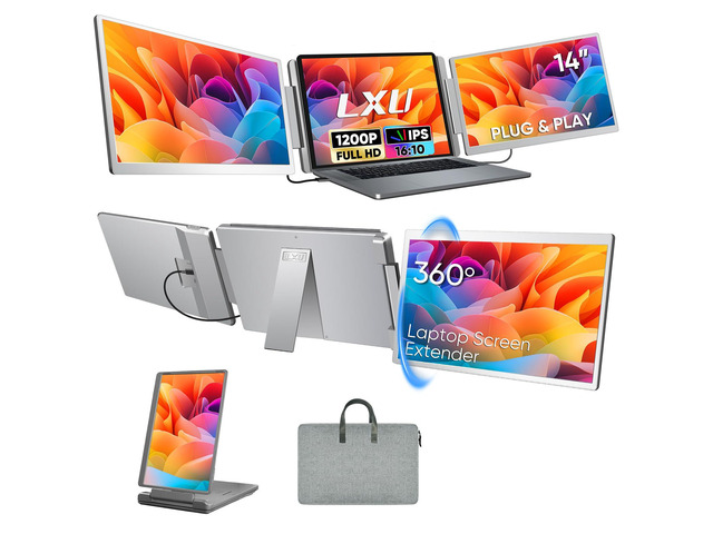 Laptop Screen Extender Monitor Portable, 1200P Triple Extended Monitor Plug & Play, 16:10, for 12~16.2' Laptops, Not Compatible M1 M2 M3