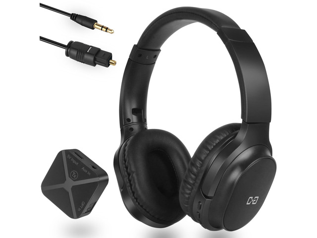 Wireless Headphones for TV, with 2.4G Transmitter, Optical & 3.5mm Input Headphones TV for Seniors, Easy Setup, Plug & Play, 100ft Range, 48H...