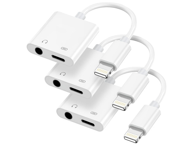 [MFi Certified] 2-in-1 Lightning to 3.5mm Audio & Charger Splitter for Headphones & Fast Charge, Compatible with iPhone 14/13/12/11/X/8/iPad - Car...