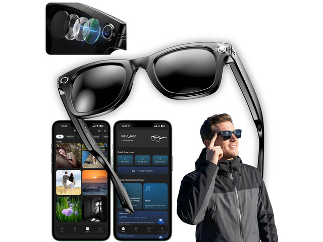 Nexlenz Smart Camera Sunglasses, 8MP POV Video Recording Glasses for Travel, Daily Use & Outdoor Activities, AI Object Recognition, Voice...
