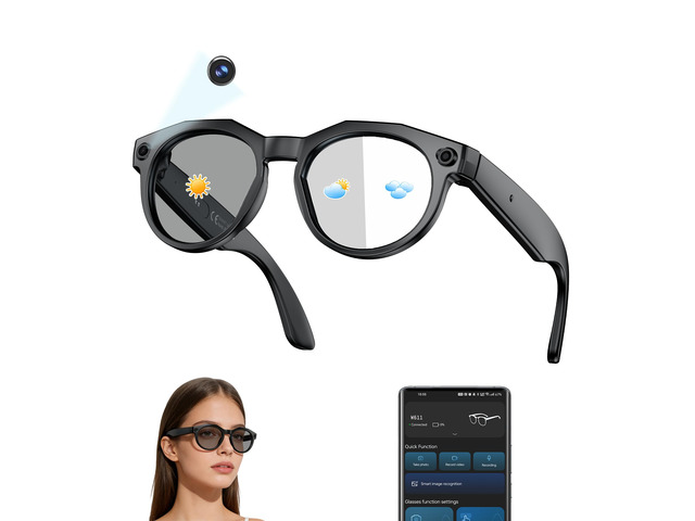 AI Smart Glasses with Camera, 1080P HD POV First-Person View Video Recording and Translator, AI Object Recognition, Bluetooth Audio, 290mAh...
