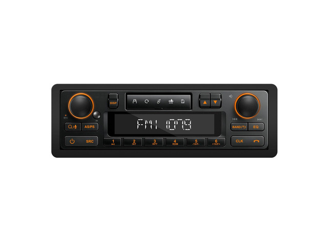 Retro Bluetooth Car Radio System: Single Din European Look Stereo for Classic Vehicles - LCD Display AM FM USB SD AUX USB-C Fast Charge 4-CHN Outputs