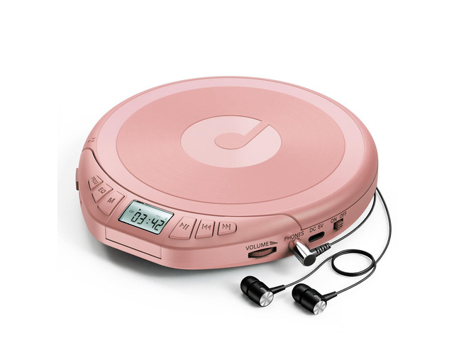 Portable CD Player with Earphones,Personal CD Discman Player for Home Car with Anti-Skip Shockproof Protection, Small CD Player with LCD Display...