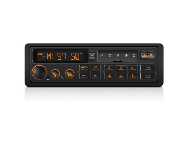 Retro Single Din Car Stereo: European Vintage Radio for Classic Vehicles Orange Display Bluetooth 4-CHN 2 Subwoofer Outputs AM FM USB SD AUX...