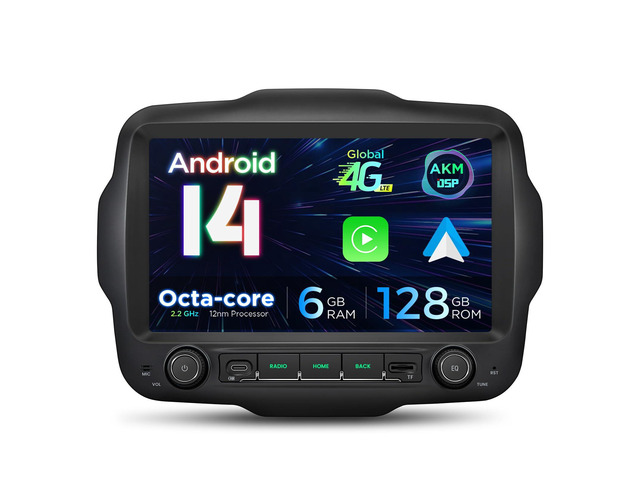 9 Android Car Stereo for Jeep Renegade 2015-2020, Octa Core, 6+128G QLED Touch Screen Android 14 Head Unit, Wireless CarPlay/Android Auto, GPS...