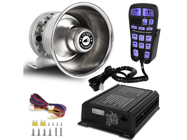 Upgrade 250W Emergency Police Siren Speaker Multi-Tones Slim PA System Sirens with Handheld Controller & Mic Microphone Warning Electronic Alarm...