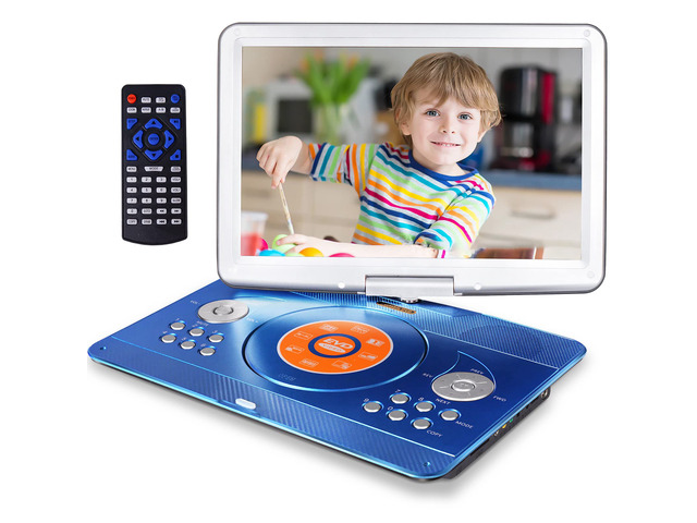Portable DVD Player for Kids Road Trip, 14.1' Swivel Screen, 5000mAh 6-Hour Playtime, Car Charger, Support USB/SD/TV Sync, Dual Speakers,...