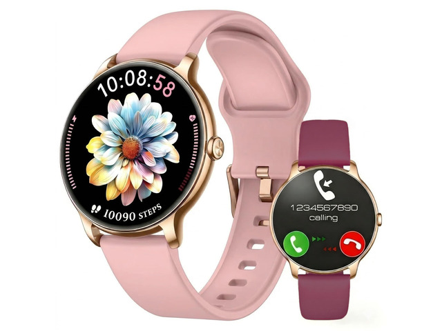 Smart Watch for Women Round Android iphone compatible IP68 Waterproof Womens Fitness Watch Answer/Make Call, Ultra thin 1.32' AMOLED, 100+ Sport...