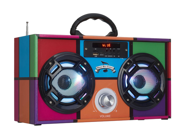 Retro Boombox Bluetooth Speaker, Music Player w/FM Radio & LED Lights Retro Speaker with LED Lights, Rechargeable Portable Bluetooth Speaker with...