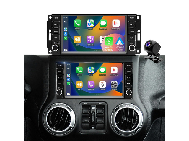 Car Radio for Jeep Wrangler JK 2007-2017, Dodge Ram 1500/2500/3500 2009-2012, Dodge Avenger 2008-2014, Jeep Compass Patriot 2009-2016, Touch Screen...