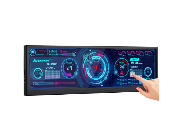 12.6 Inch Mini Touch Screen Monitor Secondary Screen FHD IPS Stretched Bar LCD Display 1920X515 HDMI for PC Laptop Computer Health Speed Windows...