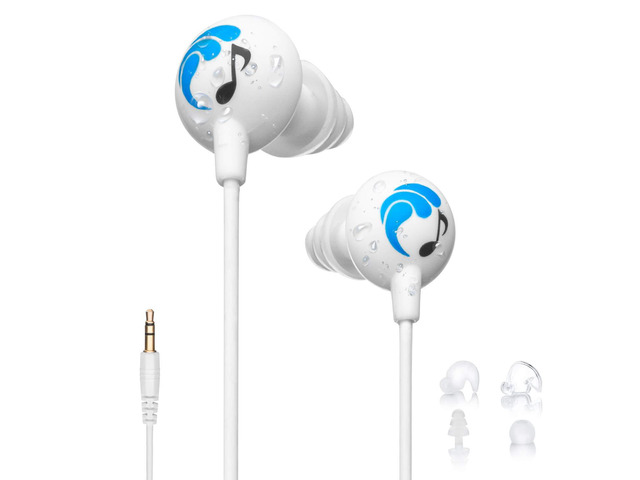 Sport Waterproof Swimming Headphones, Short Cord, 11 Eartips 100% waterproof, low-drag short cord, 11 pairs eartips in 4 styles, watertight fit,...