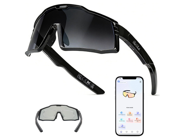 AI Smart Glasses with Open-Ear Audio, Grey Bluetooth Sunglasses, Polarized UV400, Hands-Free Calls, Real-Time Translation, 133-Language, IP65...