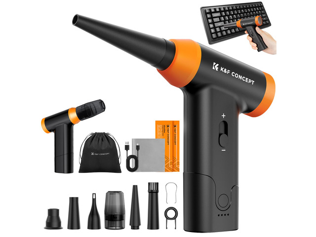 Blower and Suction 2 in 1 Compressed Air Duster,150000RPM 5000mAH,Brushless Motor,Low Gear for 180 Minutes,Portable,Multiple reuse,for...