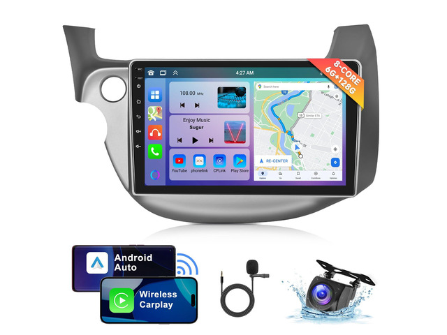 [8 CORE 6G+128G] Car Stereo for Honda Fit 2008-2013 with Wireless Carplay/Android Auto, 10.1 Inch Android 15 IPS Touch Screen Car Radio, Bluetooth,...