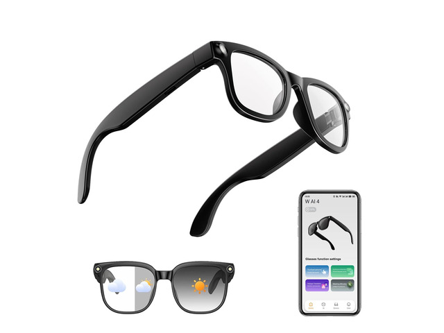 AI Smart Glasses for Men Women, Bluetooth Audio Glasses (No Camera) Real-Time Translation, AI Assistant, Meeting Transcription, Open-Ear Music,...