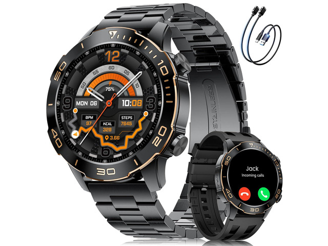 Smart Watches for Men Luxury for Android iPhone/50 Day Battery,Fitness Watch with Heart Rate/Blood Pressure/Sleep Monitor,Men's Smartwatch Amoled...