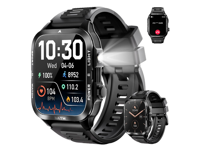 Smart Watch for Men (Answer/Make Call) 1.96IN Waterproof SmartWatches with Flashlight 30+ Days Extra Long Battery Life 24/7 Fitness Tracker for...