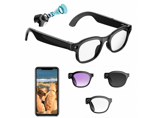 AI Smart Glasses with Camera, 8MP Bluetooth Camera Glasses for Men Women 4K Video Recording Sunglasses w/ AI Assistant, Real Time Translation,...