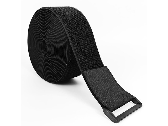 Hook and Loop Straps with Buckles, Fastening Cinch Straps, 2'' x 16' Cut to Length, 15 Buckles, Black, Heavy Duty, Strong Hold, Ideal for...