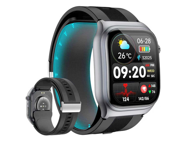 Blood Pressure Smart Watch Air Pump Air Bag, Voice Broadcast, Data Sharing, 2.06' AMOLED Fitness Tracker, 24/7 Heart Rate/Blood Oxygen/Sleep/Body...