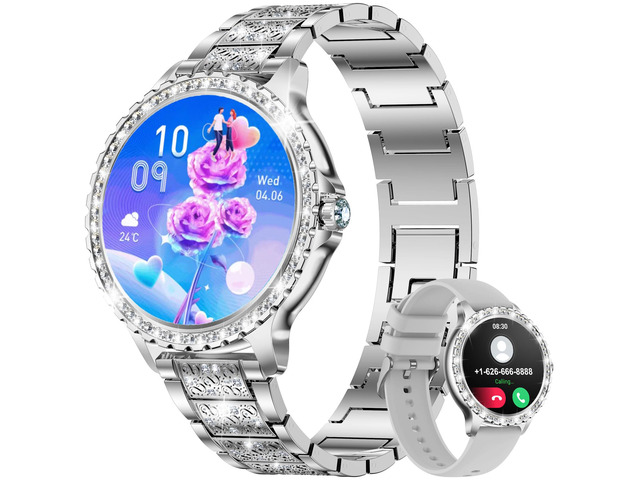 Smart Watch for Women(Answer/Make Calls),1.3' HD Diamonds Luxury Smartwatch for Android iPhone Phones,Fitness Trackers with 20+ Sport Modes/HR/IP68...