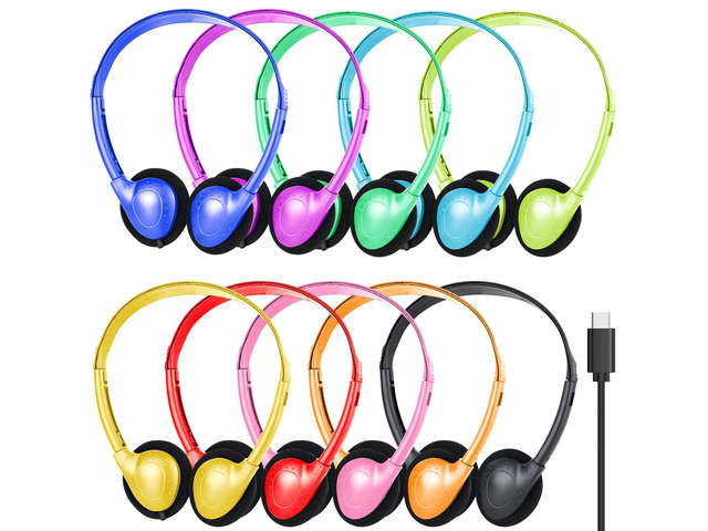 USB Type C Kids Headphones Bulk for Classroom School 10 Pack,Wired On Ear USB C Headphones for School Student Children Compatible with...