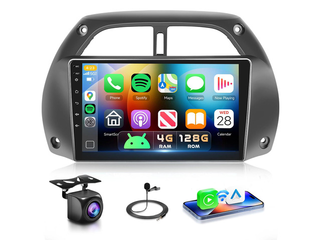 4G+128G Android 15 9inch Radio for Toyota RAV4 2001-2006 Car Stereo with Wireless CarPlay Android Auto Bluetooth FM/RDS DSP SWC AHD Backup Camera...