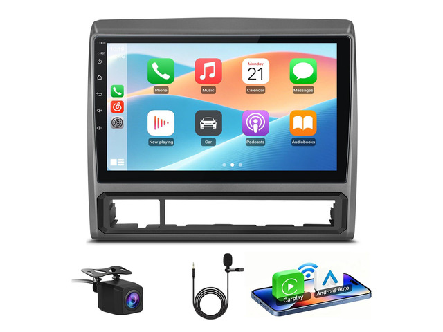 Car Radio Stereo for Toyota Tacoma 2005-2015 with CarPlay Android Auto 5G WiFi 4Core 64GB Silver Frame