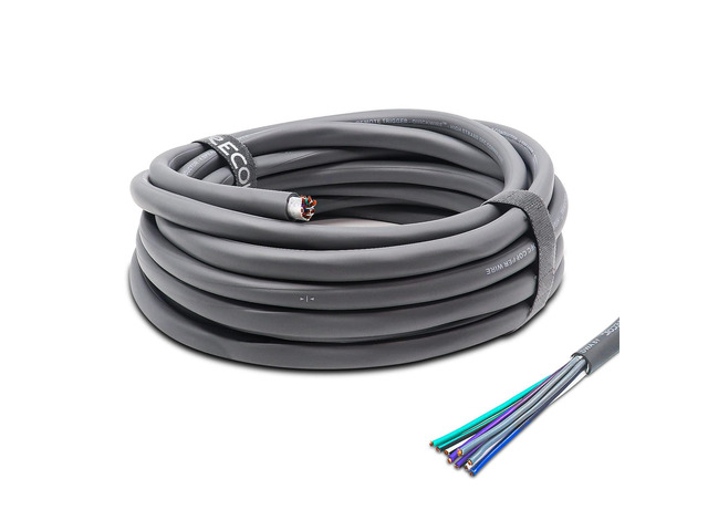 20-Feet 9-Conductor Speaker Cable 18AWG Pure OFC Easy Peel Jacket Ultra-Flex 4-Channel Speaker Wire and Remote Wire