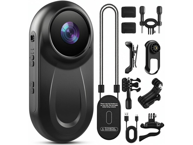 Mini Body Camera 1080P, 512G Thumb Action Camera, Vlogging Cam Portable Camcorder with 360° POV Rotate Clip & Magnetic Clip, Wearable Video...