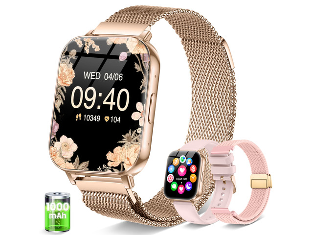 Smart Watch for Women for Android & iPhone 1.85' HD Fitness Tracker IP68 Bluetooth Call Smartwatch with Heart Rate SpO2 Sleep Monitor, DIY Dial...